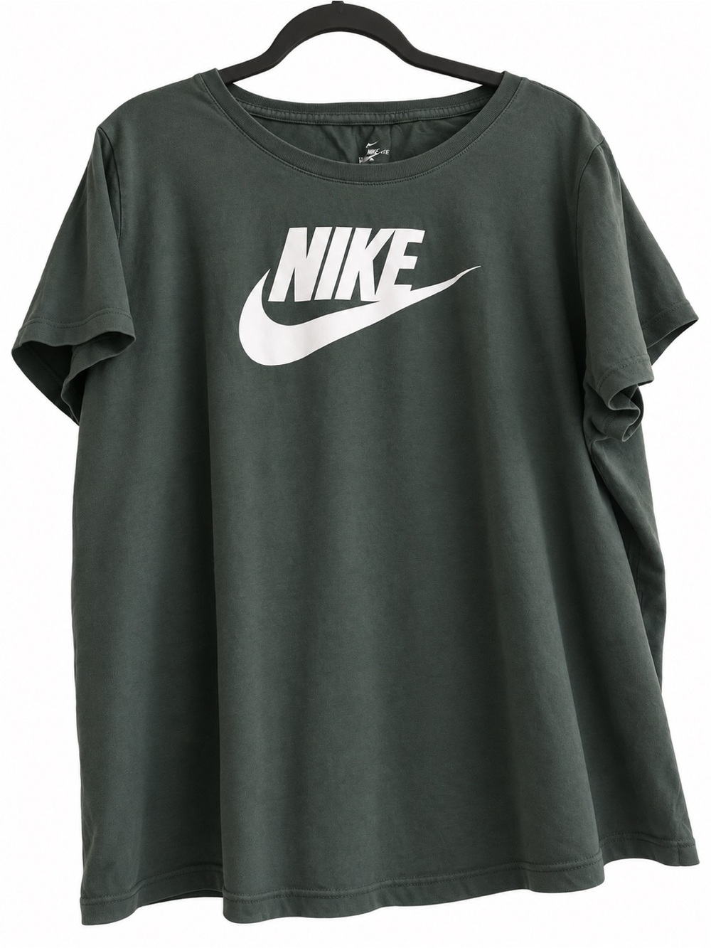 Nike Sage Green Crewneck Logo Tee with White Swoosh